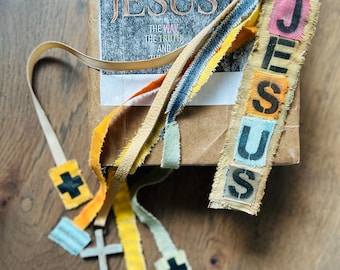 Handmade Jesus Ribbon Bible Bookmark – Multi-Color Boho Study Accessory