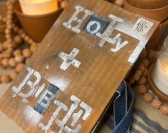 Patchwork Cotton Bible Cover – Boho Christian Study Accessory, Hand-Dyed Fabrics