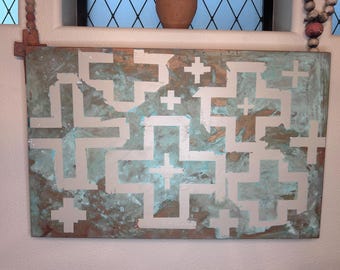 Vertigris Faith Patinaed Crosses Southwest Western Minimalist Weathered Christian Style Imperfect Edges Wall Art