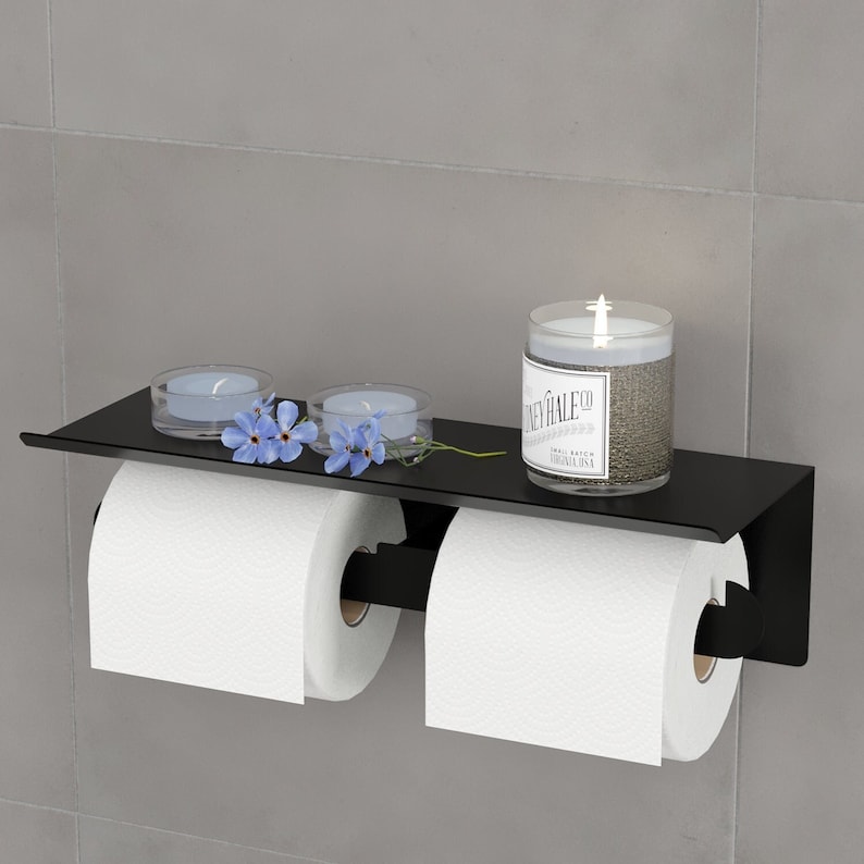 Selfadhesive Toilet Paper Holder Shelf Metal Toilet Paper Etsy