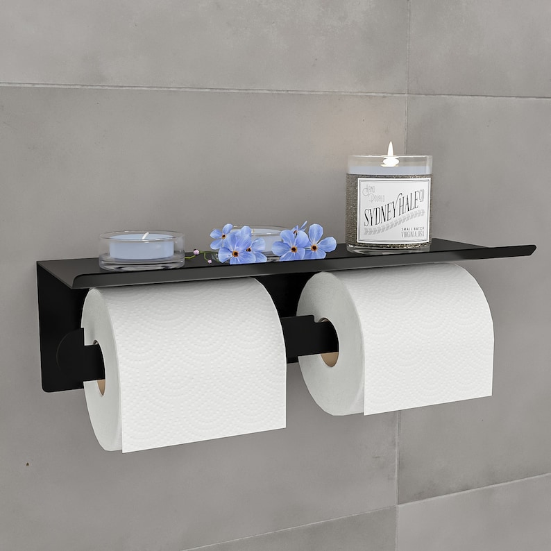 Selfadhesive Toilet Paper Holder Shelf Metal Toilet Paper Etsy