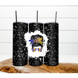 Messy Bun Las Angeles Rams Leopard Design - PNG Digital Design File - 20 Skinny Straight - Sublimation Tumbler Design