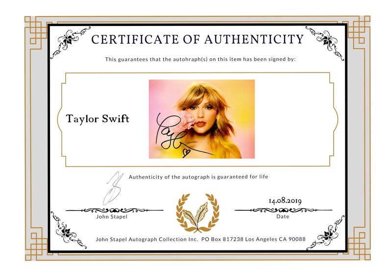 Taylor Swift Autograph autogramm COA Etsy