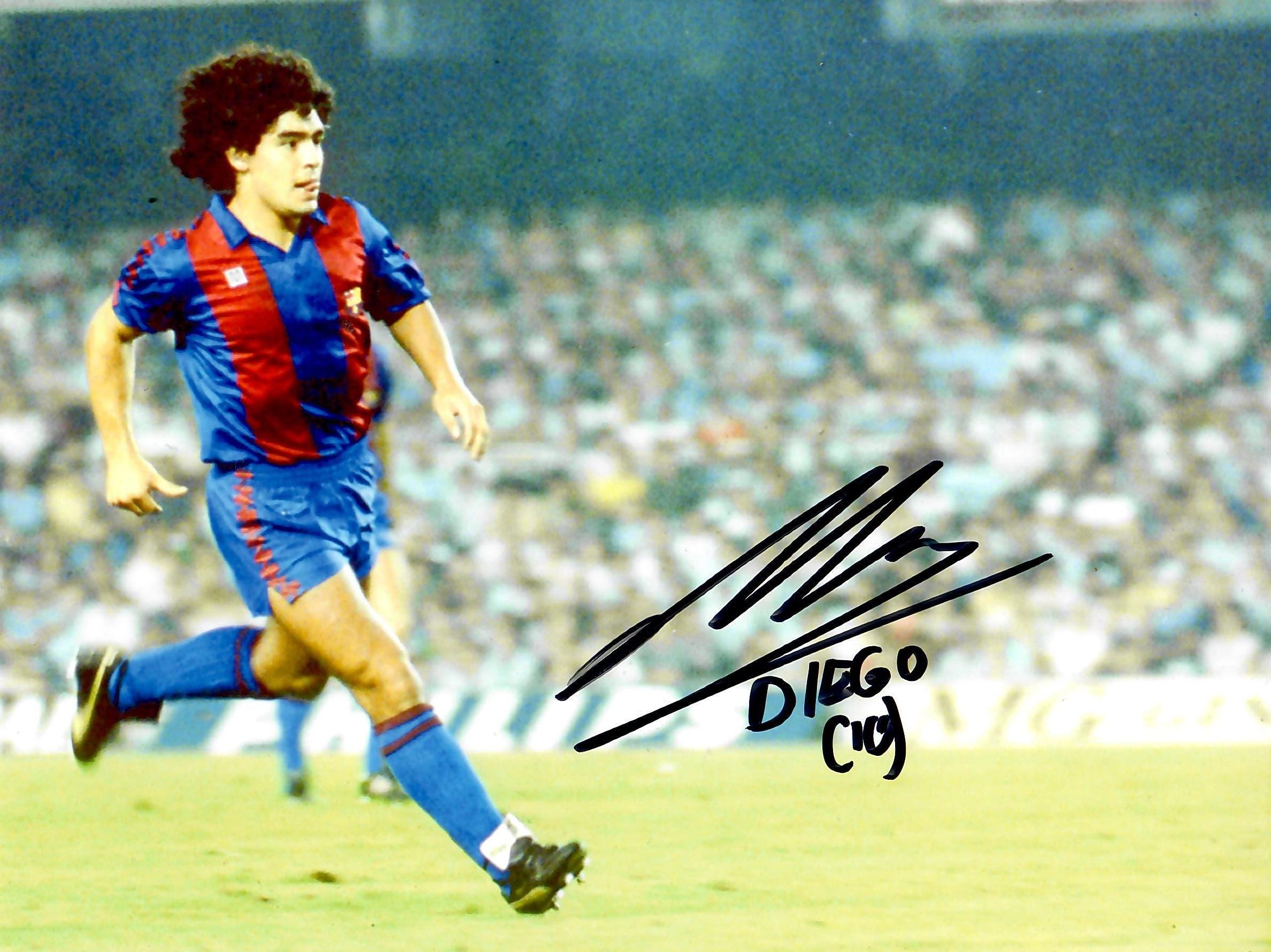 Maradona Autografo a mano Hand su Foto Originale Napoli Cm 14,5x 10 con