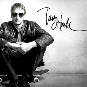スケートボーダー Tony Hawk  トニーホーク 直筆サイン色紙と写真 ヴィンテージ]トニーホーク 1980年代海外プロスケーター2人の