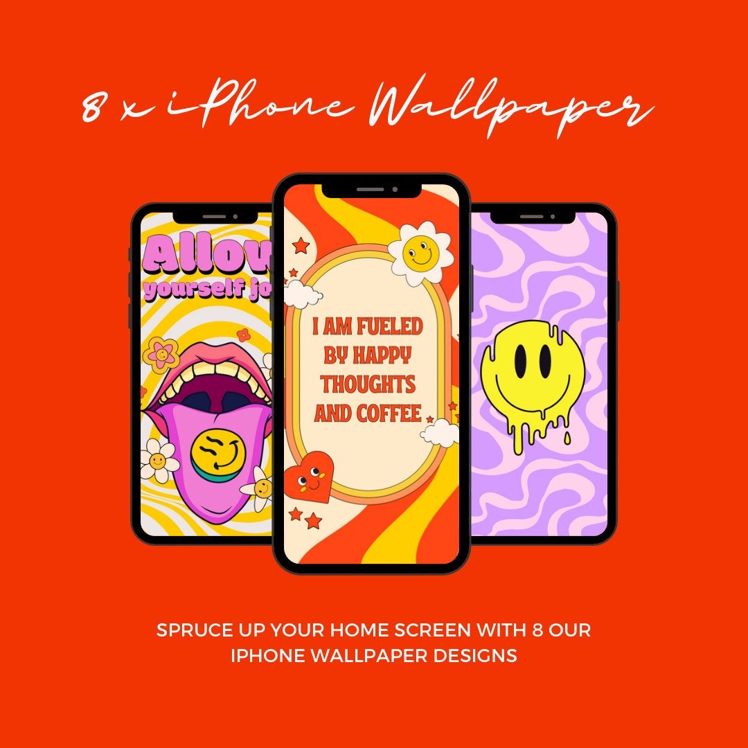 IPhone Wallpaper Home Screen Retro Advert 60s 70s 80s Design Be Happy