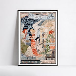 Weihnachtswand-Kunstplakat - Vintage französisches Plakat - Vintage Weihnachtsplakat - 1893 - Werbeplakat