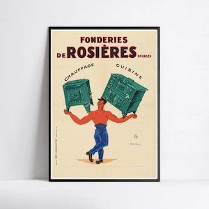 Großes HD Poster - Vintage französisches Werbeplakat - Fonderies de Rosières