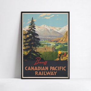 Póster de viaje vintage - Banff Canadian Pacific Railway - A3, A2, A1, A0, 24 x 36 pulgadas, 50 x 70 cm...