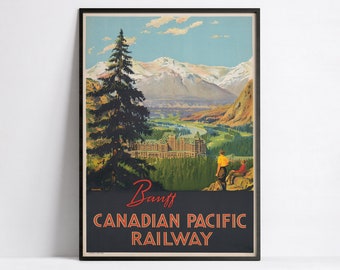 Vintage travel poster - Banff Canadian Pacific Railway - A3, A2, A1, A0, 24x36in, 50x70cm ...