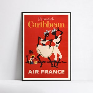 Vintage Air France Poster - Airline Poster - A3, A2, A1, A0, 24x36in, 50x70cm ...- Wand Kunst Poster - Werbeposter - Ästhetisches Poster