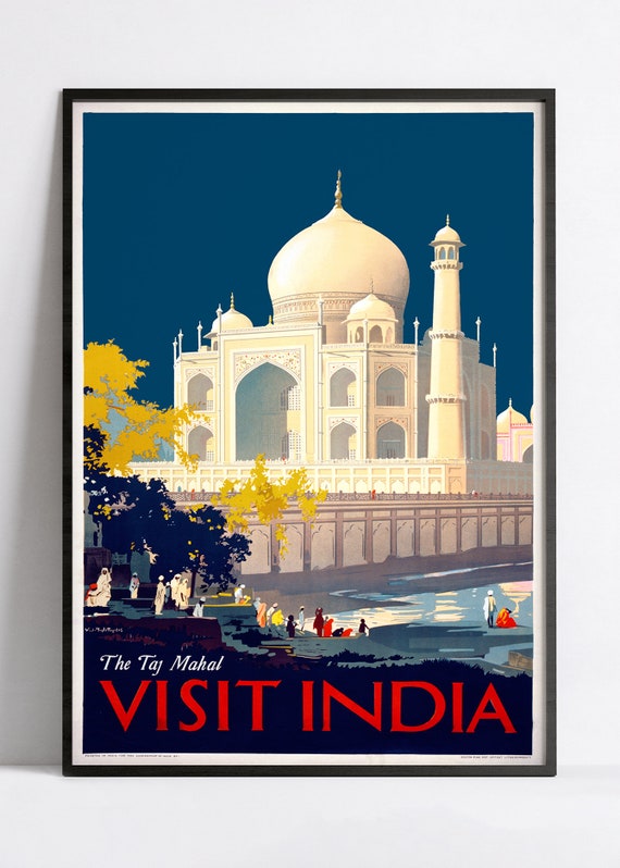 Vintage Travel Poster - the Taj Mahal - Visit India - A3, A2, A1