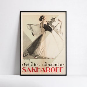 Póster HD de gran tamaño: cartel publicitario francés vintage: Clotilde y Alexandre Sakharoff