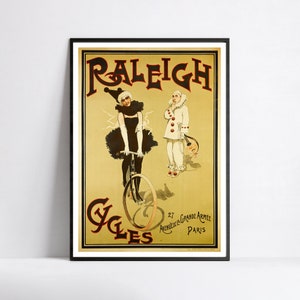 Manifesto Art Nouveau - Manifesto francese - Manifesto bicicletta d'epoca - Stampa retrò Raleigh Cycles
