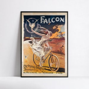 Großes HD Poster - Vintage französisches Werbeplakat - Falkenfahrrad