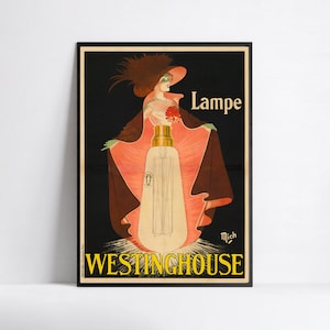 Póster HD de gran tamaño: póster publicitario francés vintage de la lámpara Westinghouse