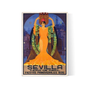 Cartel publicitario - Anuncios de viajes - Impresión en póster 40x60, 50x70, 60x90, 70x100, A3, A2, A1, A0, 12x18, 20x30, 24x36 - Cartel vintage de Sevilla imagen 3