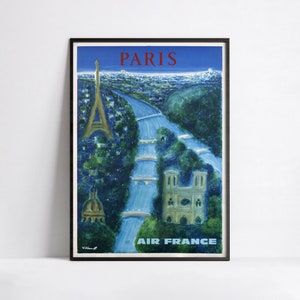Vintage Air France Plakat - Paris - A3, A2, A1, A0, 24x36in, 50x70cm ...- Wandkunst Plakat - Werbeplakat - Ästhetisches Plakat - Villemot