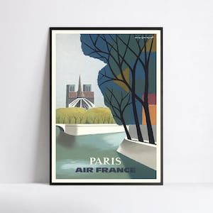 Vintage Air France Plakat - Airline Plakat - Paris - A3, A2, A1, A0, 24x36zoll, 50x70 cm ... - Kunst Wandposter - Werbeplakat