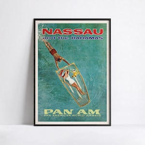 HD Poster - A3, A2, A1, A0, 24x36in, 50x70cm ... - Pan Am Poster - Nassau und die Bahamas Panamerikanisch - Vintage Airline Poster