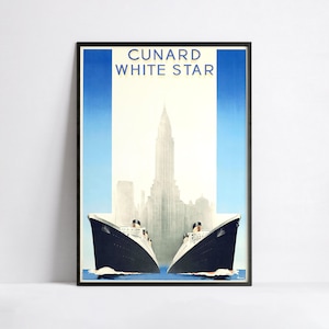 Vintage Kreuzfahrt Poster - Cunard White Star - Reiseposter - A2, A1, A0, 24x36in, 50x70cm ... - Wandkunst Poster - Werbeposter