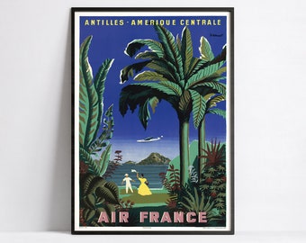 Póster vintage de Air France - Póster de aerolínea - A3, A2, A1, A0, 24 x 36 pulgadas, 50 x 70 cm... - Póster de arte mural - Póster publicitario - Póster estético