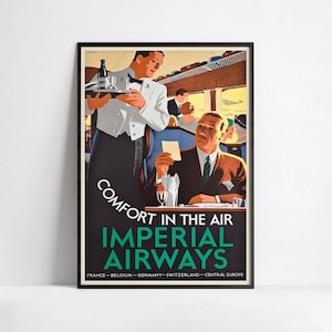 Vintage Fluglinien Poster - Imperial Airways - Reiseplakat - A2, A1, A0, 24x36in, 50x70cm ... - Kunst Wandposter - Werbeposter
