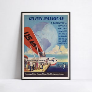 Póster HD - A3, A2, A1, A0, 24 x 36 pulgadas, 50 x 70 cm... - Póster de Pan Am - Go Pan American - Póster de aerolínea vintage
