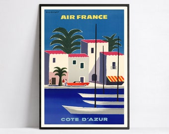Póster vintage de Air France - Póster de aerolínea - Costa Azul - A3, A2, A1, A0, 24 x 36 pulgadas, 50 x 70 cm... - Póster de pared - Póster publicitario