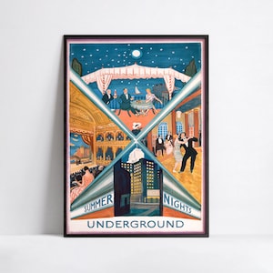 Vintage Reiseposter - Untergrund - Sommernächte - Retro Reisedruck - A3 A2 A1 A0 20x30 24x36 40x60 50x70 60x90 70x100 print