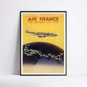 Vintage Air France Plakat - Airline Plakat - A3, A2, A1, A0, 24x36zoll, 50x70 cm ...- Wand Kunst Plakat - Werbeplakat - Ästhetisches Plakat