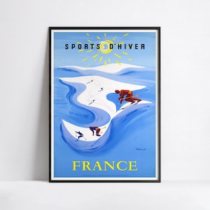 Vintage Reiseposter - Frankreich - Ski Poster - A3, A2, A1, 24x36 in, 50x70cm...- Werbeplakat - Tourismus Poster