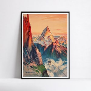 Jugendstil Plakat - Vintage französisches Plakat - Werbeplakat - Téléphérique d'Artouste
