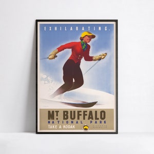 Werbeplakat - Reise ad - Poster 40x60, 50x70, 60x90, 70x100, A3, A2, A1, A0, 12x18, 20x30, 24x36 druck - Australien Ski Reiseplakat