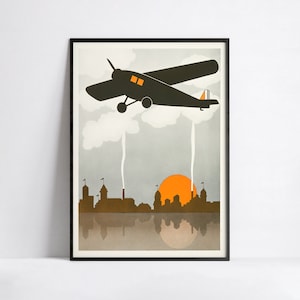 Manifesto aereo d'epoca - manifesto aviazione retrò - A3, A2, A1, A0, 24x36 pollici, 50x70 cm .. - Manifesto artistico da parete