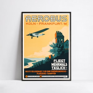 Fluglinien Poster- Flugzeug - Luftfahrt - Vintage Werbeposter - A3, A2, A1, A0, 24x36in, 50x70cm ... - Kunst Wandposter - Reiseposter