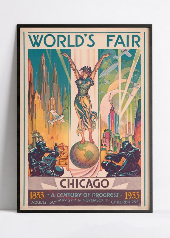 アールデコ ポスター - ヴィンテージ旅行ポスター - シカゴ万国博覧会
