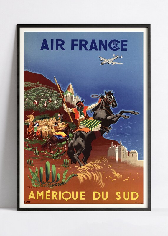 Air A3ポスター Vintage Air France Poster - Airline Poster - A3, A2, A1, A0