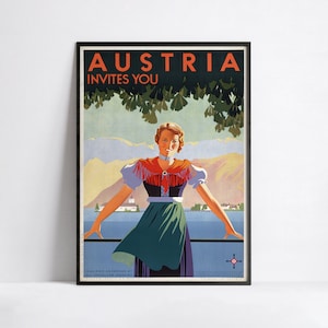 Werbeplakat - Reise Ads - Poster 40x60, 50x70, 60x90, 70x100, A3, A2, A1, A0, 12x18, 20x30, 24x36 druck - Österreich Reise Poster