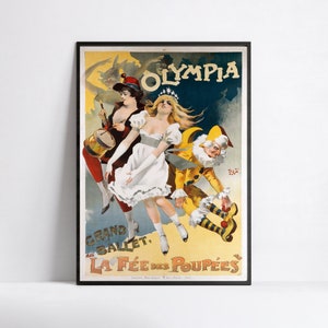 Póster HD grande - Póster publicitario francés vintage - Olympia, la fée des poupées