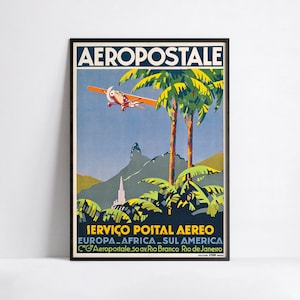 Vintage airline poster - Aeropostale - Travel poster - A3, A2, A1, A0, 24x36in, 50x70cm ... - Wall art poster - Advertising poster