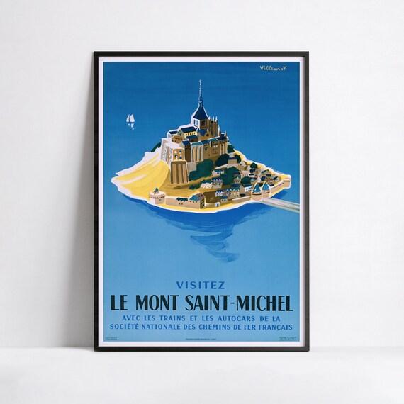 Vintage Travel Poster - St Michael's Mount, France - Retro Poster