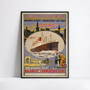 Vintage Kreuzfahrt Poster - Atlantik Transport Linie - Reiseplakat - A2, A1, A0, 24x36in, 50x70cm ... - Wandkunst Plakat - Werbeplakat