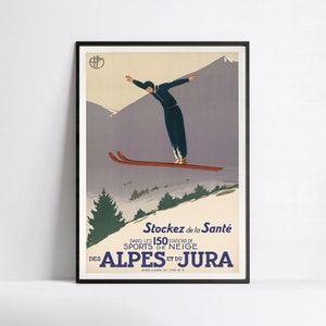 Art nouveau poster  - vintage ski posters - French poster - Alps Jura