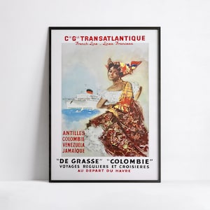 Póster vintage de línea francesa - Póster de crucero - Póster de viaje - A3, A2, A1, A0, 24x36in, 50x70cm... - Póster de arte mural - Póster publicitario