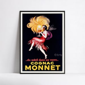 Jugendstil Plakat - Vintage französisches Plakat - Cognac Monnet