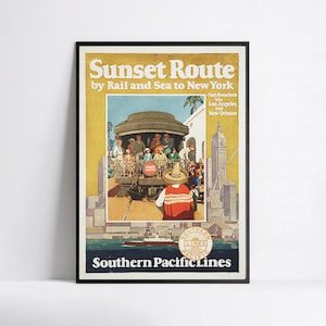 Large HD Poster  - vintage travel poster - Southern Pacific Lines - A3 A2 A1 A0 20x30 24x36 40x60 50x70 60x90 70x100 print