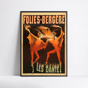 Jugendstil Plakat - Vintage französisches Plakat - Cabaret Plakat - Folies Bergere Plakat - Der Dante - Werbeplakat