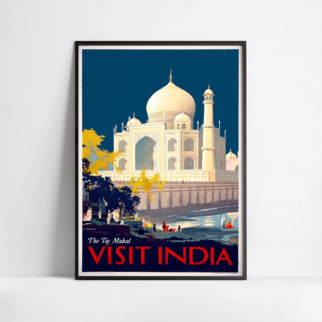 Vintage Travel Poster - the Taj Mahal - Visit India - A3, A2, A1