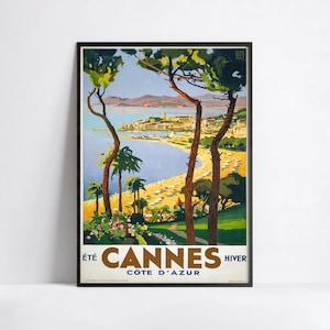 Póster de viaje vintage - Cannes - Riviera Francesa - Francia - A3, A2, A1, A0, 24x36in, 50x70cm... - Póster de turismo vintage